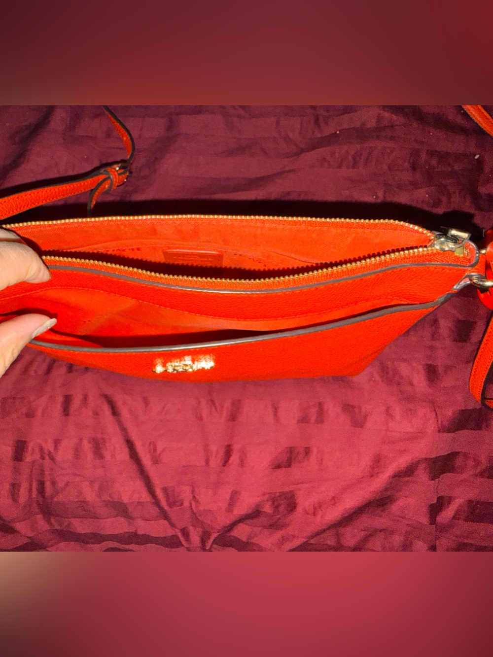 Coach Red Pebbled Leather Crossbody - Picture 9 of 9